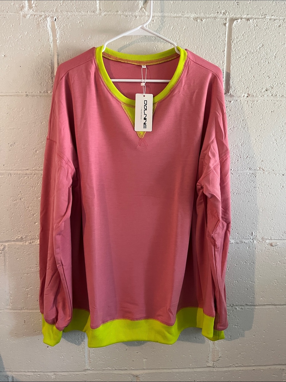 Dolnine Crewneck Top with Neon Trim- 1XL